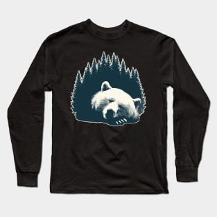 Retro Sleeping Grizzly Bear Long Sleeve T-Shirt
